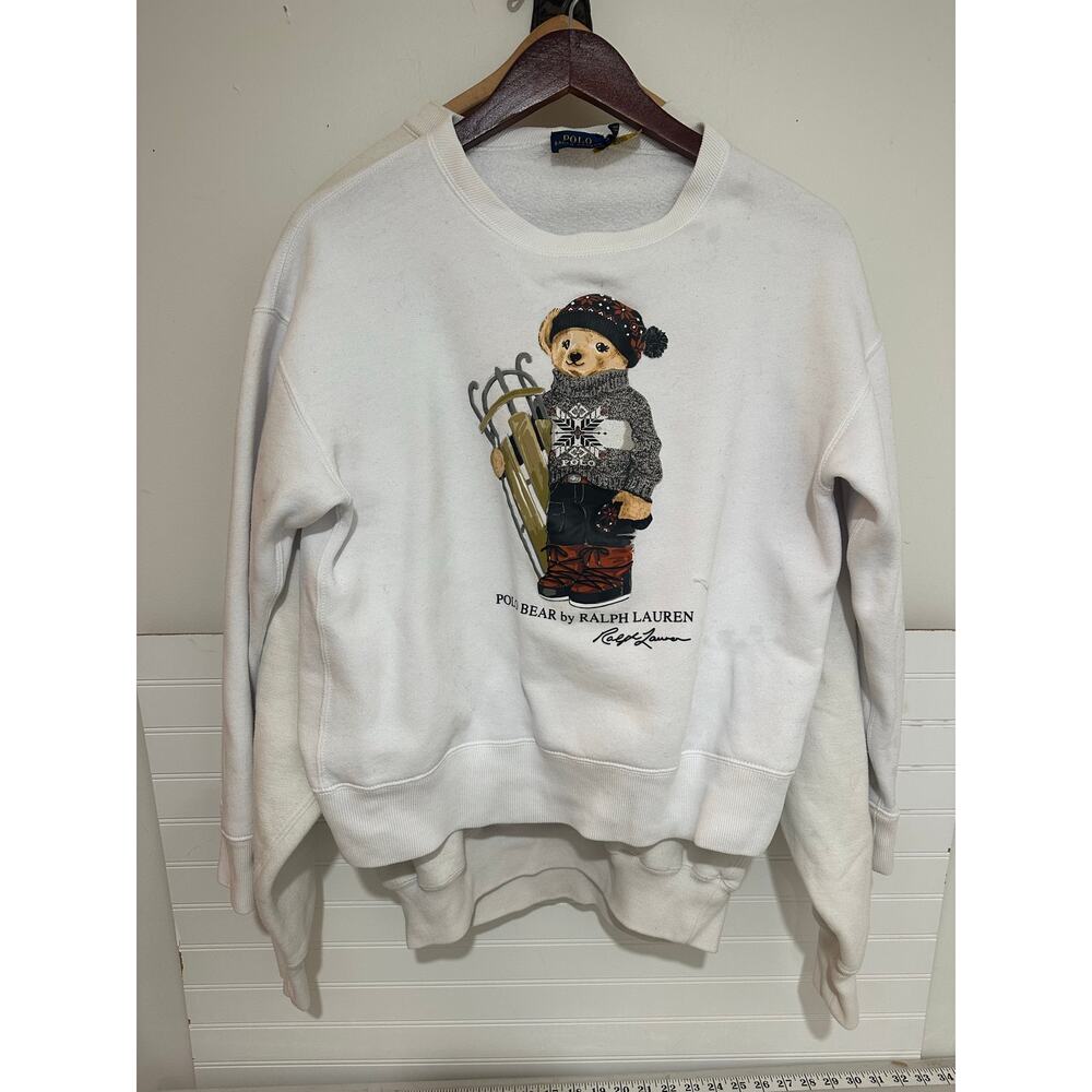 Ralph Lauren Women Top Rare Polo Bear Fleece Sweatshirt M Limited Edition - Picture 2 of 4